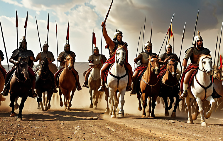 **Alexander the Great leading his Macedonian cavalry into battle at Gaugamela, a dramatic and dynamic scene capturing the tactical brilliance and power of his military strategy, blending historical accuracy with artistic flair.** (This prompt focuses on Alexander's military genius and a specific battle.)